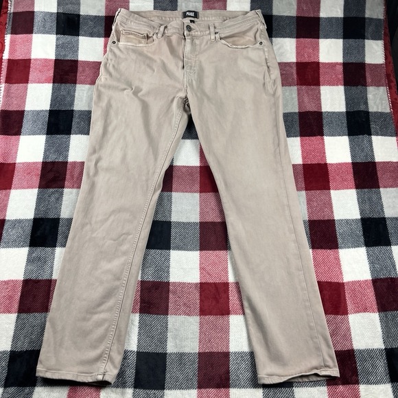 Paige Jeans Mens Federal 32x32" Slim Straight Stretch Preppy Med Dark Wash - Picture 1 of 14